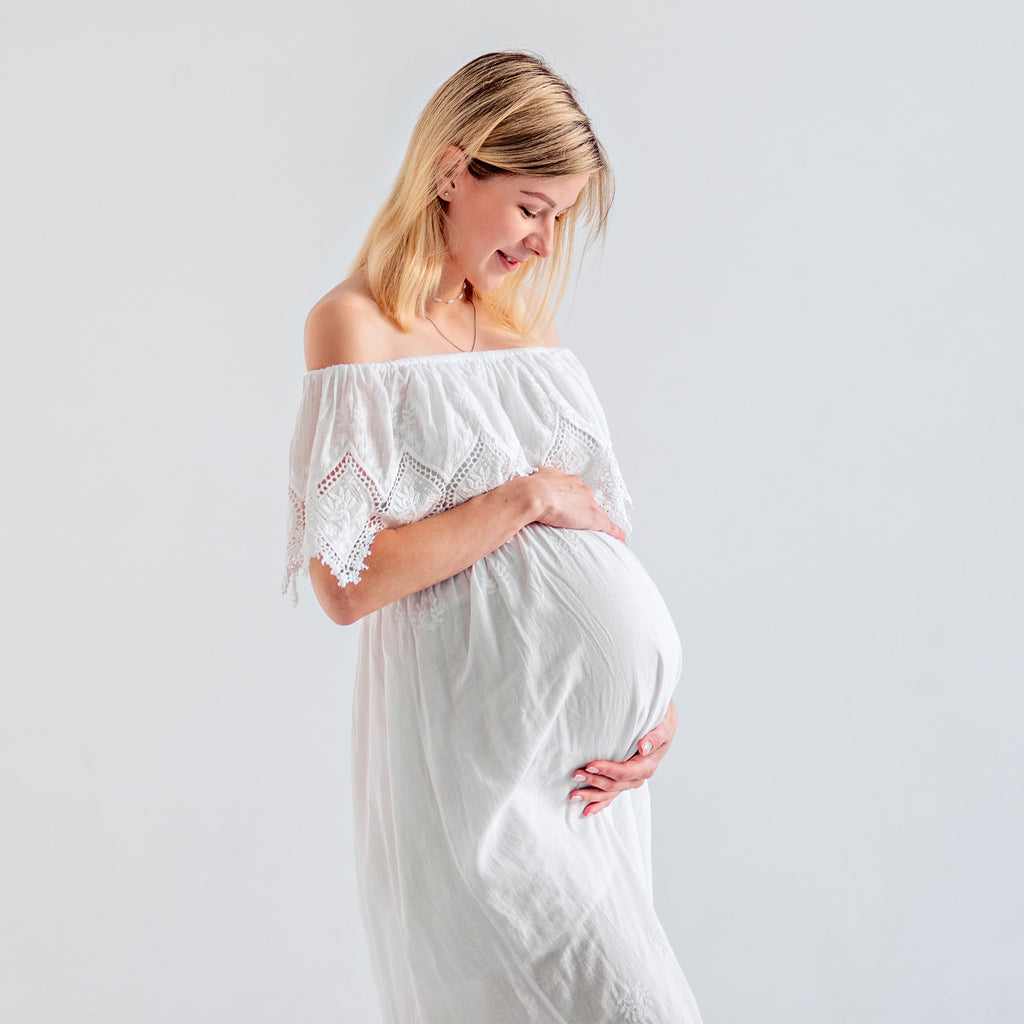 White Maternity Maxi Dress - Alina Mae Maternity