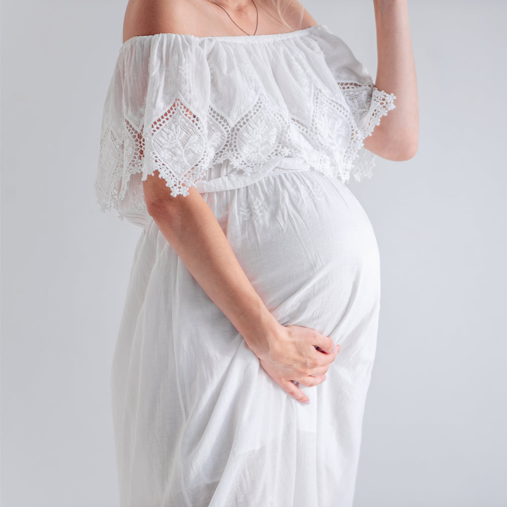 White Maternity Maxi Dress - Alina Mae Maternity