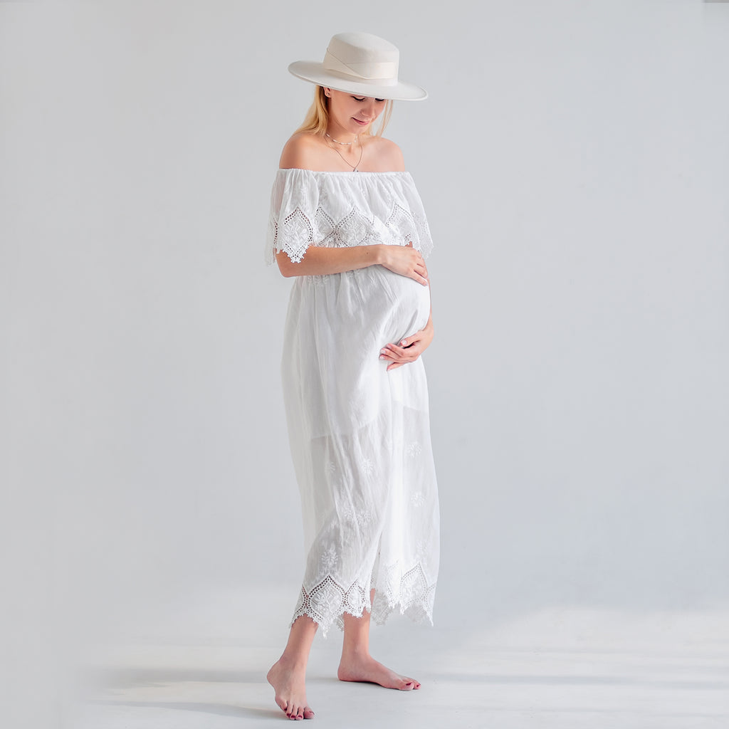 White Maternity Maxi Dress - Alina Mae Maternity
