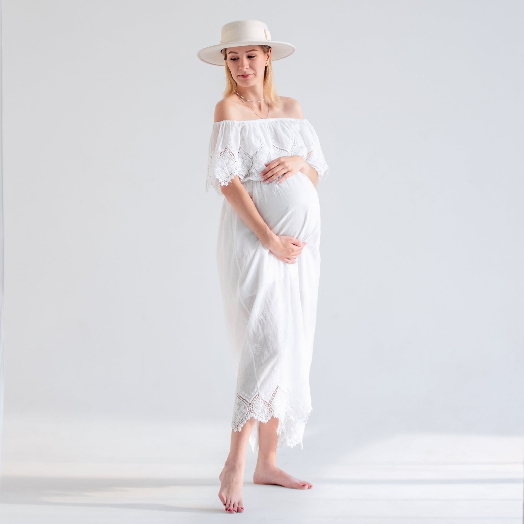 White Maternity Maxi Dress - Alina Mae Maternity
