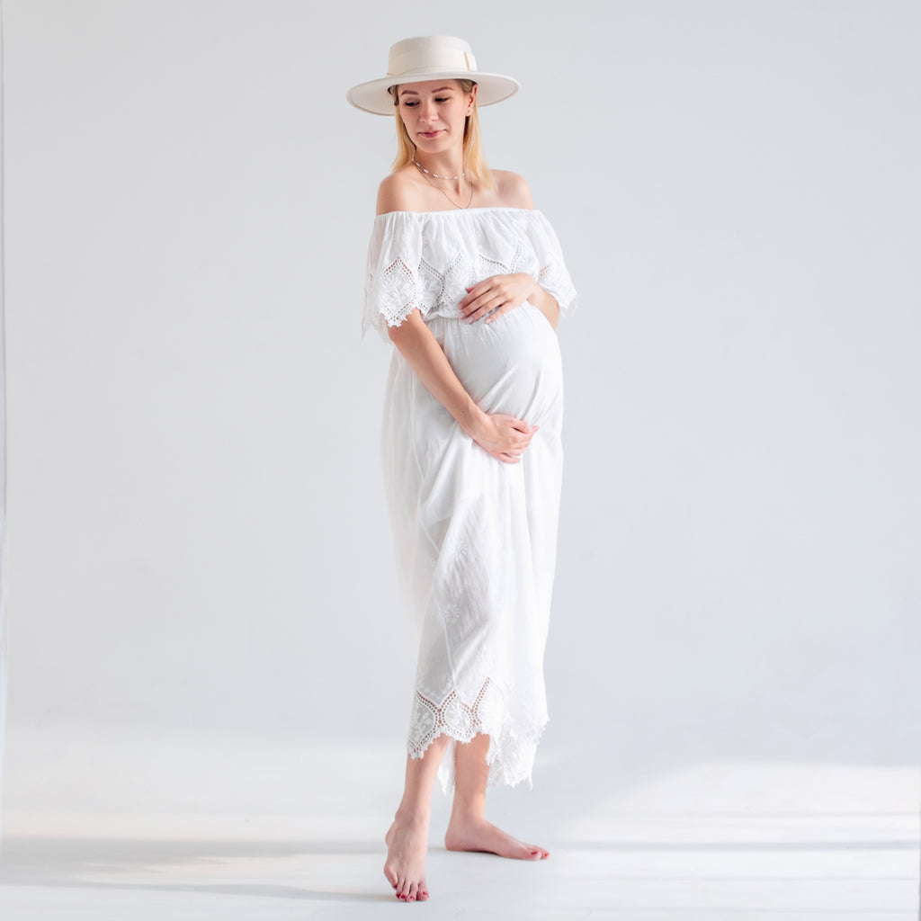 White Maternity Maxi Dress - Alina Mae Maternity