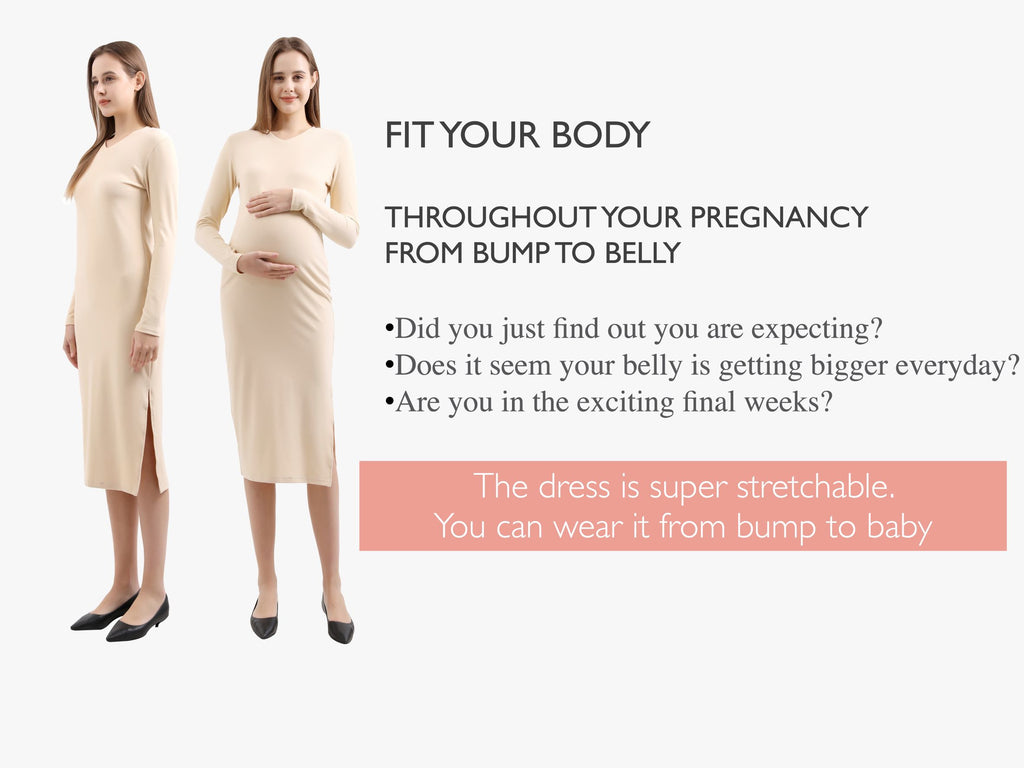 V-Neck Fitted Maternity Maxi Sweater Dress Dresses Alina Mae Maternity   