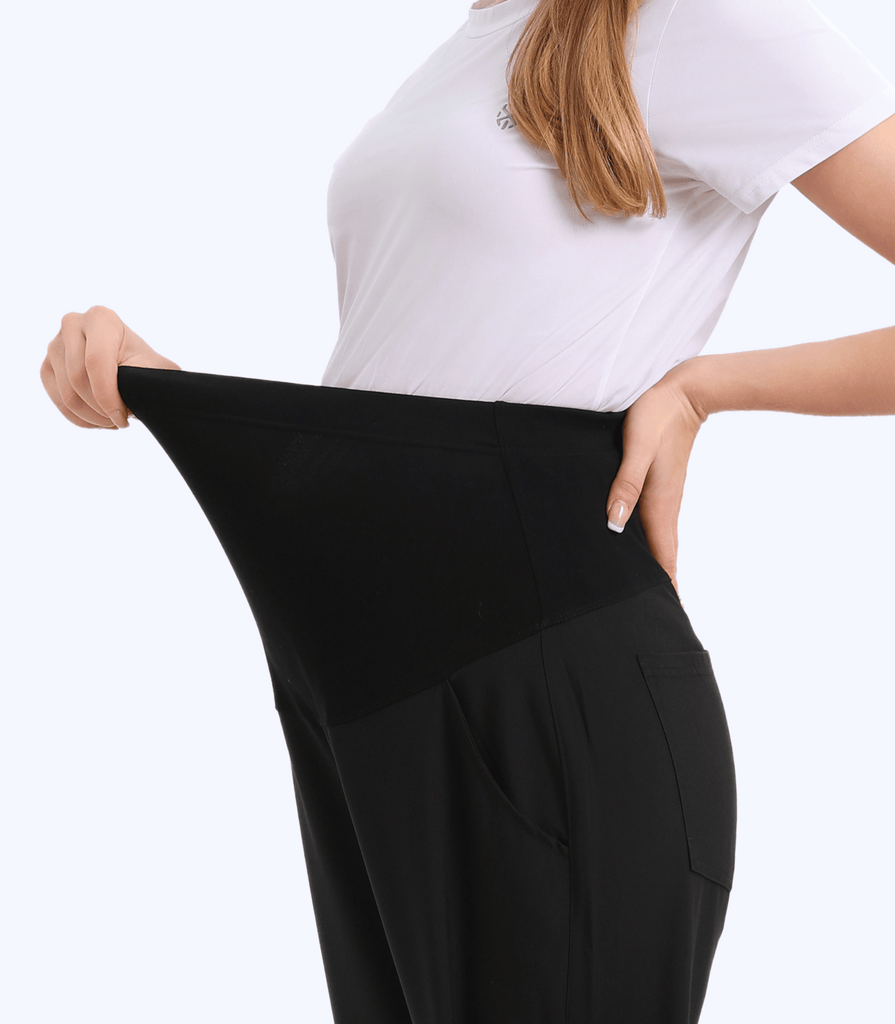 Maternity Scrub Jogger Pants for Women Pregnant Doctor Uniform Pant Nurse Scrub w/ 6 Pockets Alina Mae Maternity Black