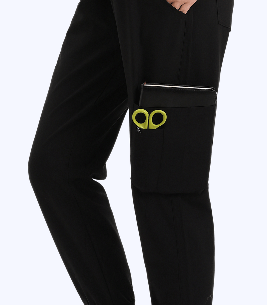 Maternity Scrub Jogger Pants for Women Pregnant Doctor Uniform Pant Nurse Scrub w/ 6 Pockets Alina Mae Maternity Black
