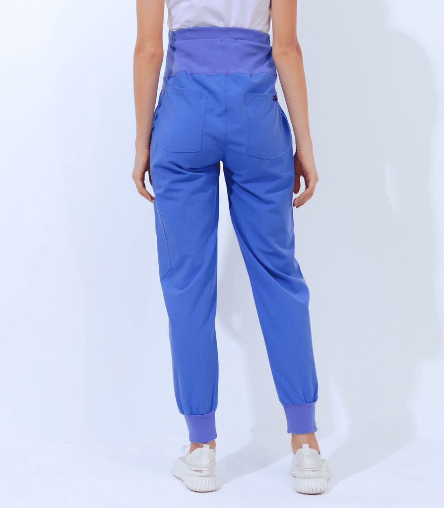 Maternity Scrub Jogger Pants for Women Pregnant Doctor Uniform Pant Nurse Scrub w/ 6 Pockets Alina Mae Maternity Blue