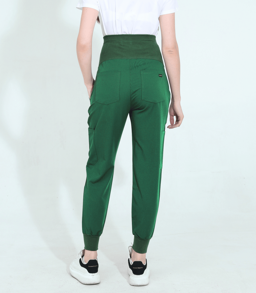 Maternity Scrub Jogger Pants for Women Pregnant Doctor Uniform Pant Nurse Scrub w/ 6 Pockets Alina Mae Maternity Green