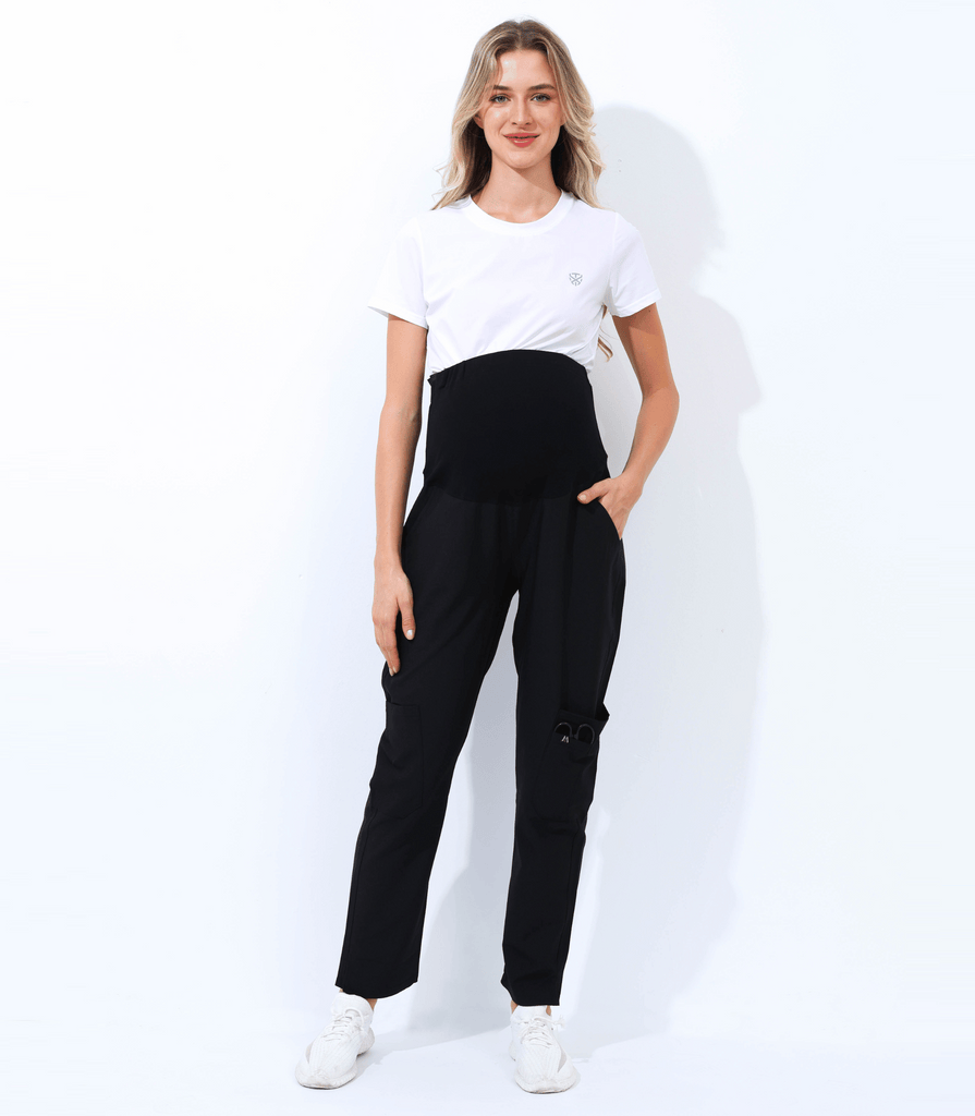 Maternity Scrub Jogger Pants for Women Pregnant Doctor Uniform Pant Nurse Scrub w/ 6 Pockets Alina Mae Maternity Black