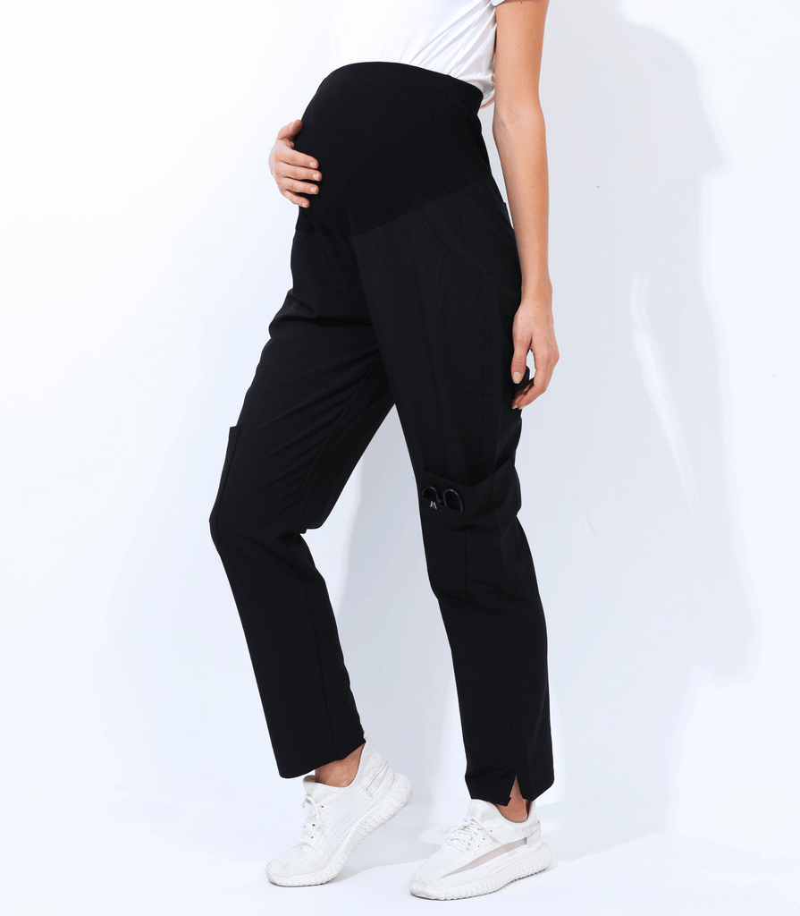 Maternity Scrub Jogger Pants for Women Pregnant Doctor Uniform Pant Nurse Scrub w/ 6 Pockets Alina Mae Maternity Black