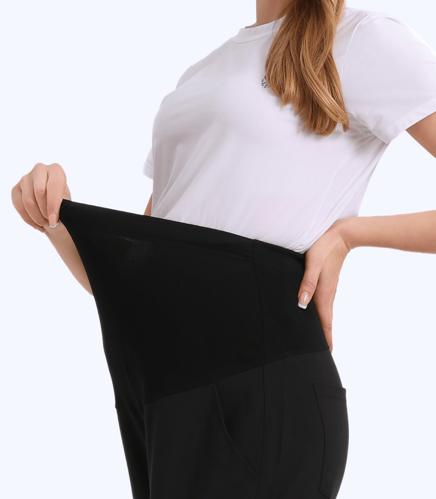 Maternity Scrub Jogger Pants for Women Pregnant Doctor Uniform Pant Nurse Scrub w/ 6 Pockets Alina Mae Maternity Black