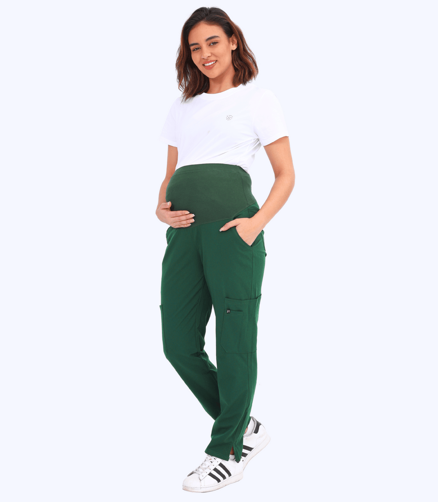 Maternity Scrub Jogger Pants for Women Pregnant Doctor Uniform Pant Nurse Scrub w/ 6 Pockets Alina Mae Maternity Green