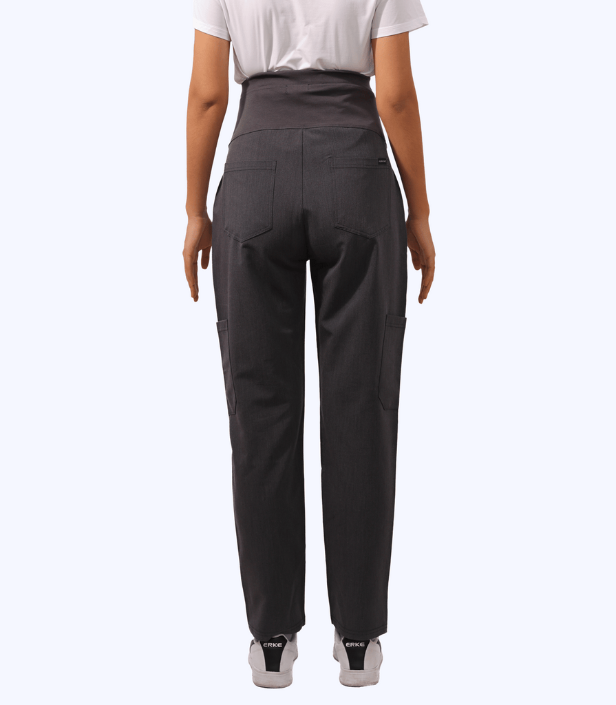 Maternity Scrub Jogger Pants for Women Pregnant Doctor Uniform Pant Nurse Scrub w/ 6 Pockets Alina Mae Maternity Gray