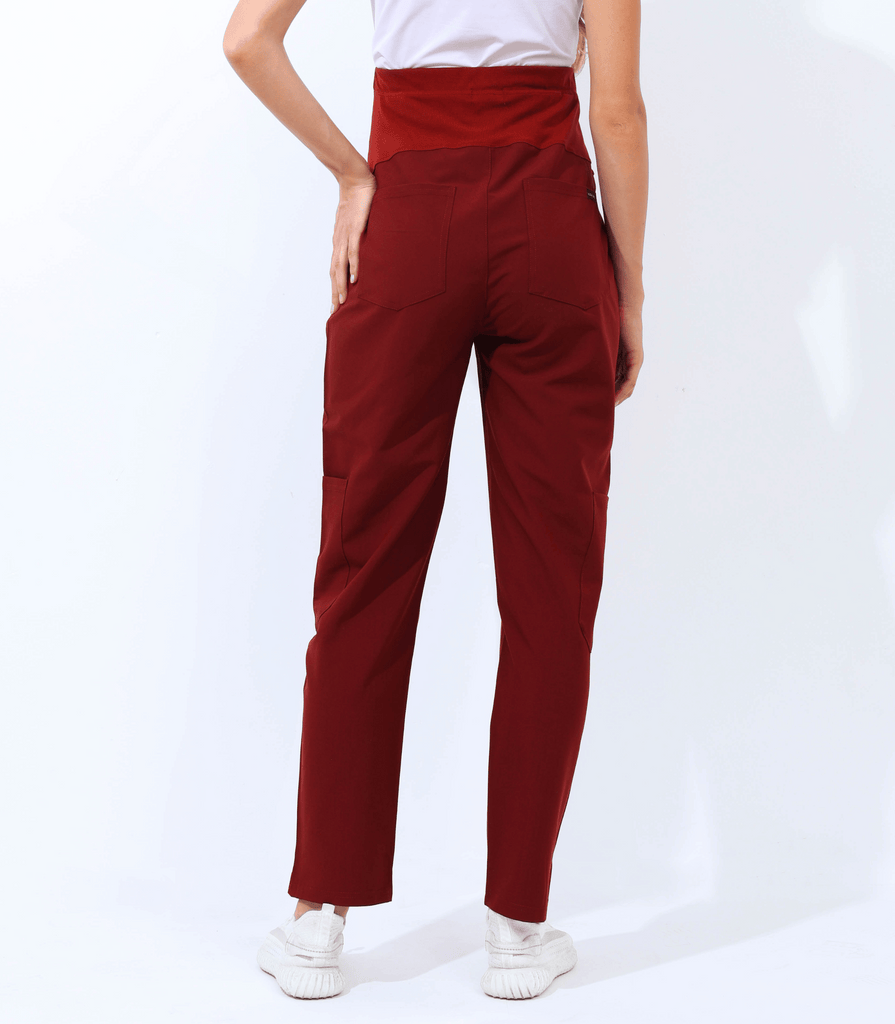 Maternity Scrub Jogger Pants for Women Pregnant Doctor Uniform Pant Nurse Scrub w/ 6 Pockets Alina Mae Maternity Red