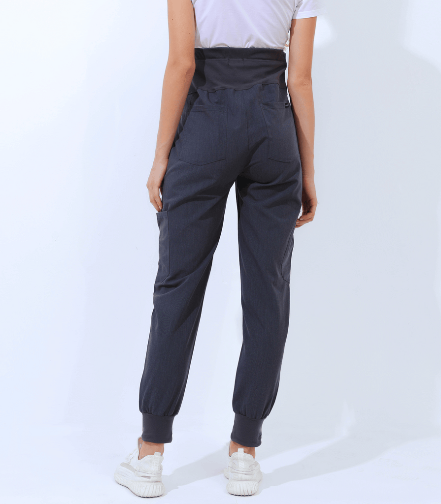 Maternity Scrub Jogger Pants for Women Pregnant Doctor Uniform Pant Nurse Scrub w/ 6 Pockets Alina Mae Maternity Gray