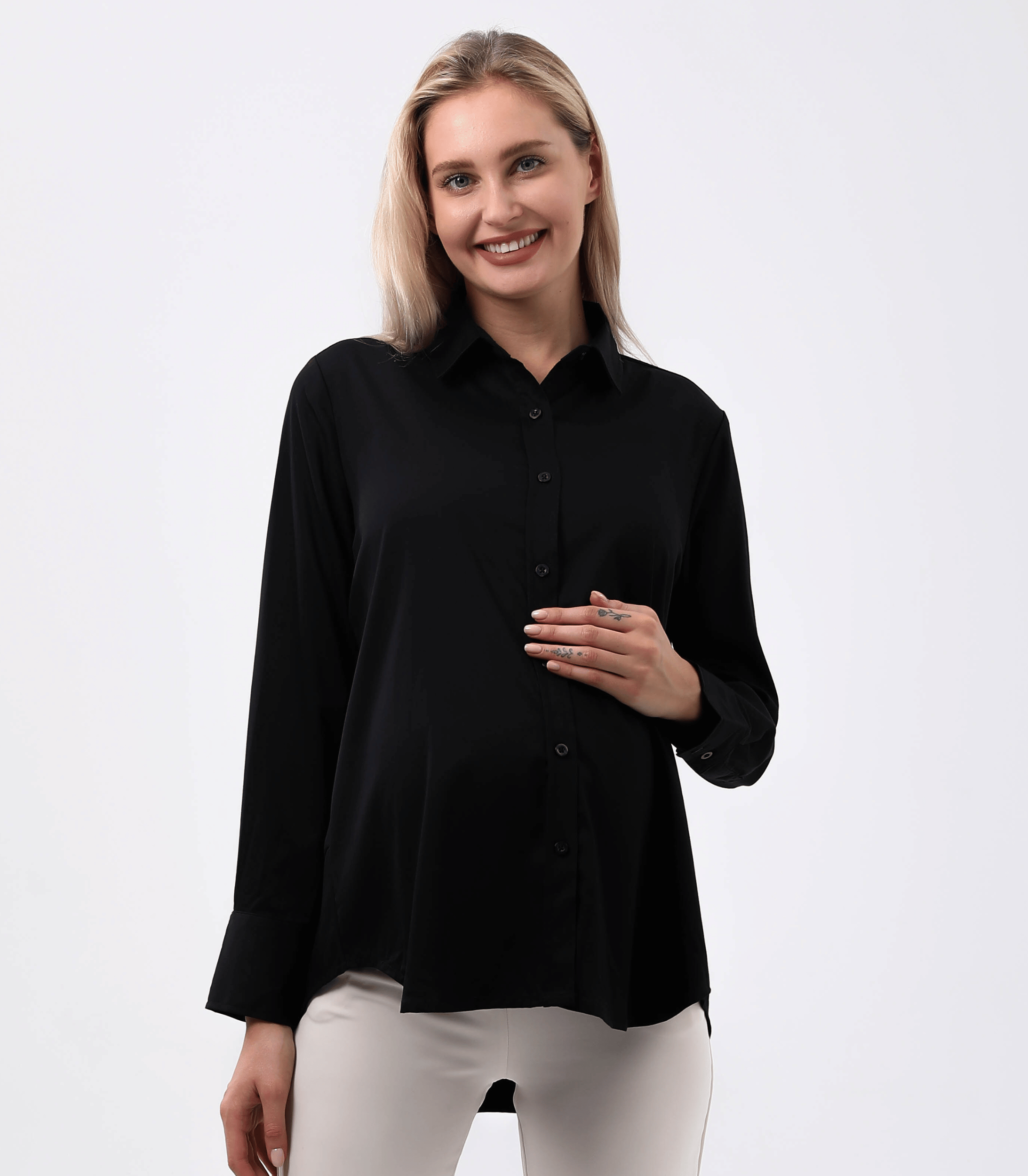 black maternity dress shirt MARI GABRIEL Women Maternity Blouse Business Tops Work Tie Front Belted Semi Workwear Cap Sleeve Shirts Office Formal Small Black at Amazon Women's Clothing store