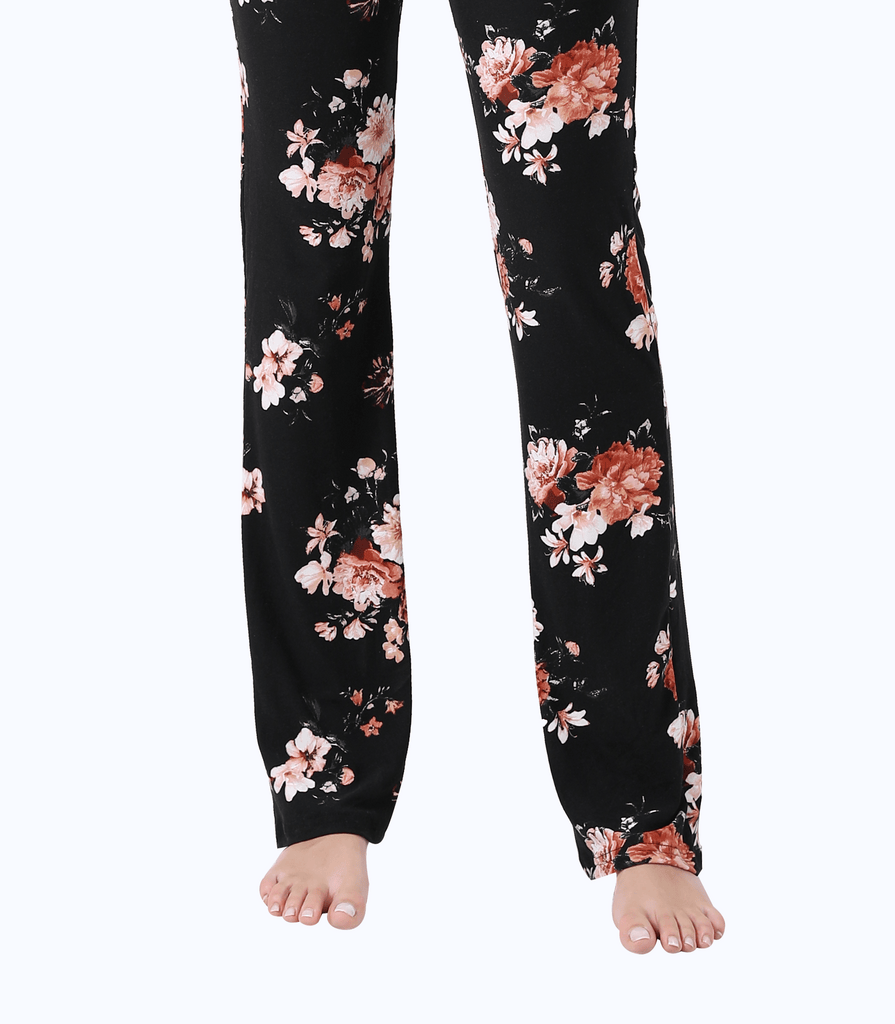 Women Maternity Pajama Pant Stretchy Comfy Wide Soft Palazzo Elastic Pregnancy Lounge Casual PJs Alina Mae Maternity Black Floral