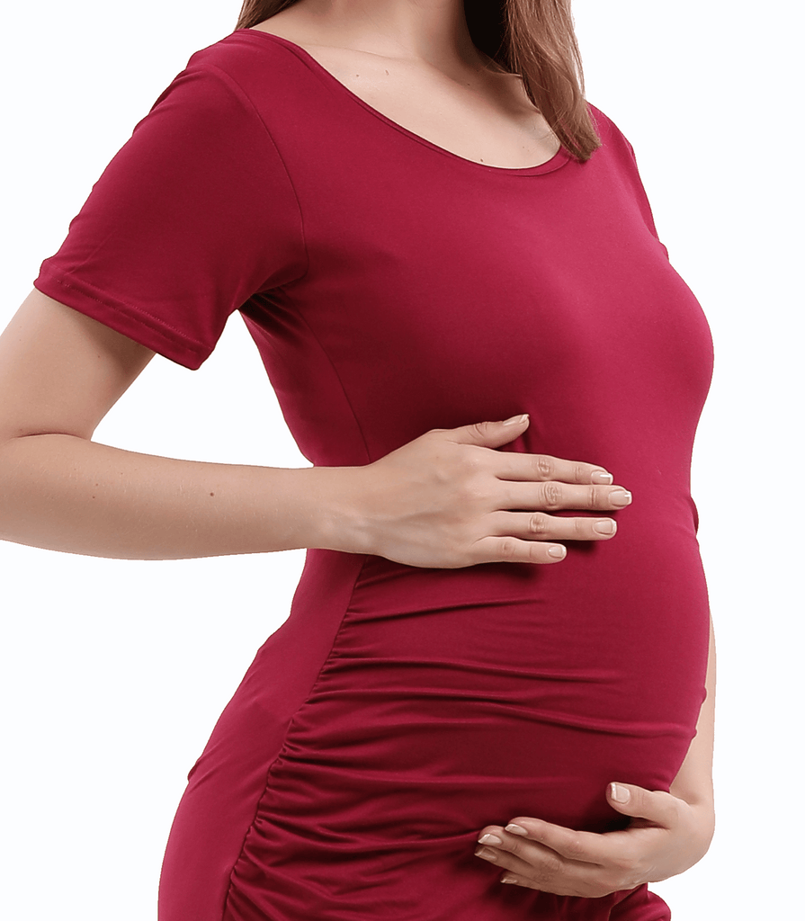 Maternity Dress Baby Shower Bodycon Short Sleeve Casual Daily Wear to Work Women  Alina Mae Maternity Red