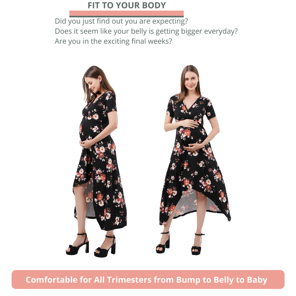 Floral Hi-Low Maternity Maxi Dress Dresses Alina Mae Maternity   