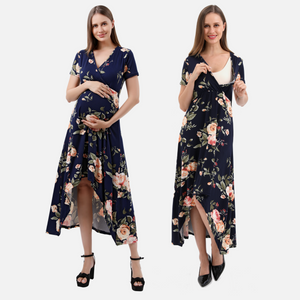 Floral Hi-Low Maternity Maxi Dress - Alina Mae Maternity