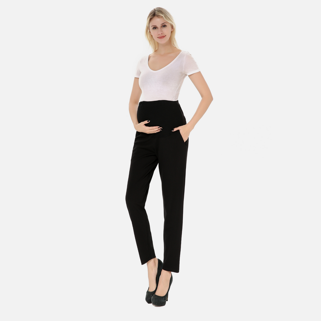 The Maternity Ankle Pant Bottoms Alina Mae Maternity Black X-Small (0-2) 