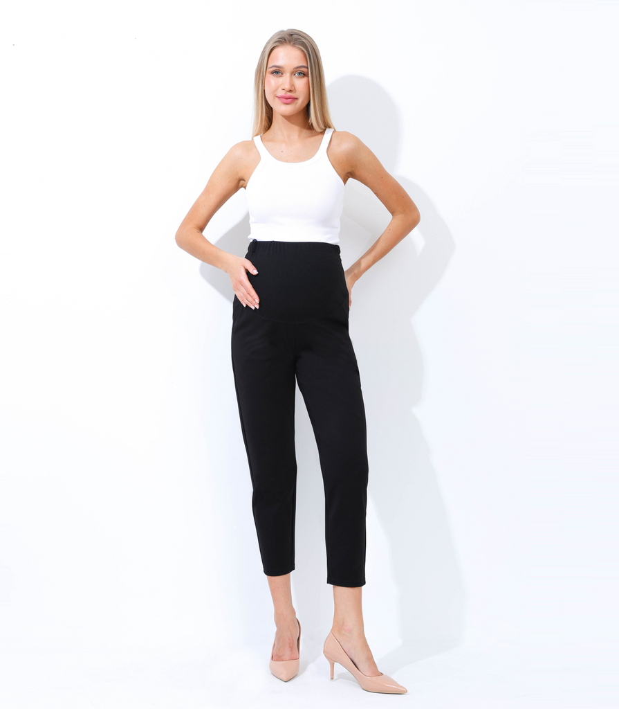 The Maternity Ankle Pant Bottoms Alina Mae Maternity Black