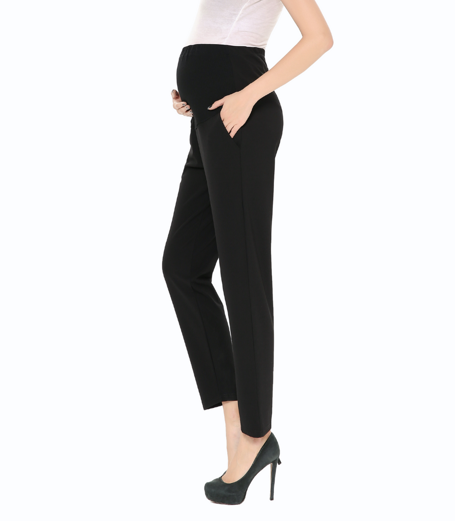 The Maternity Ankle Pant Bottoms Alina Mae Maternity Black