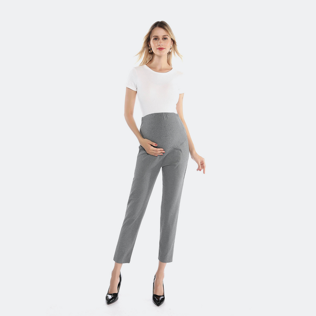 The Maternity Ankle Pant Bottoms Alina Mae Maternity Gray X-Small (0-2) 