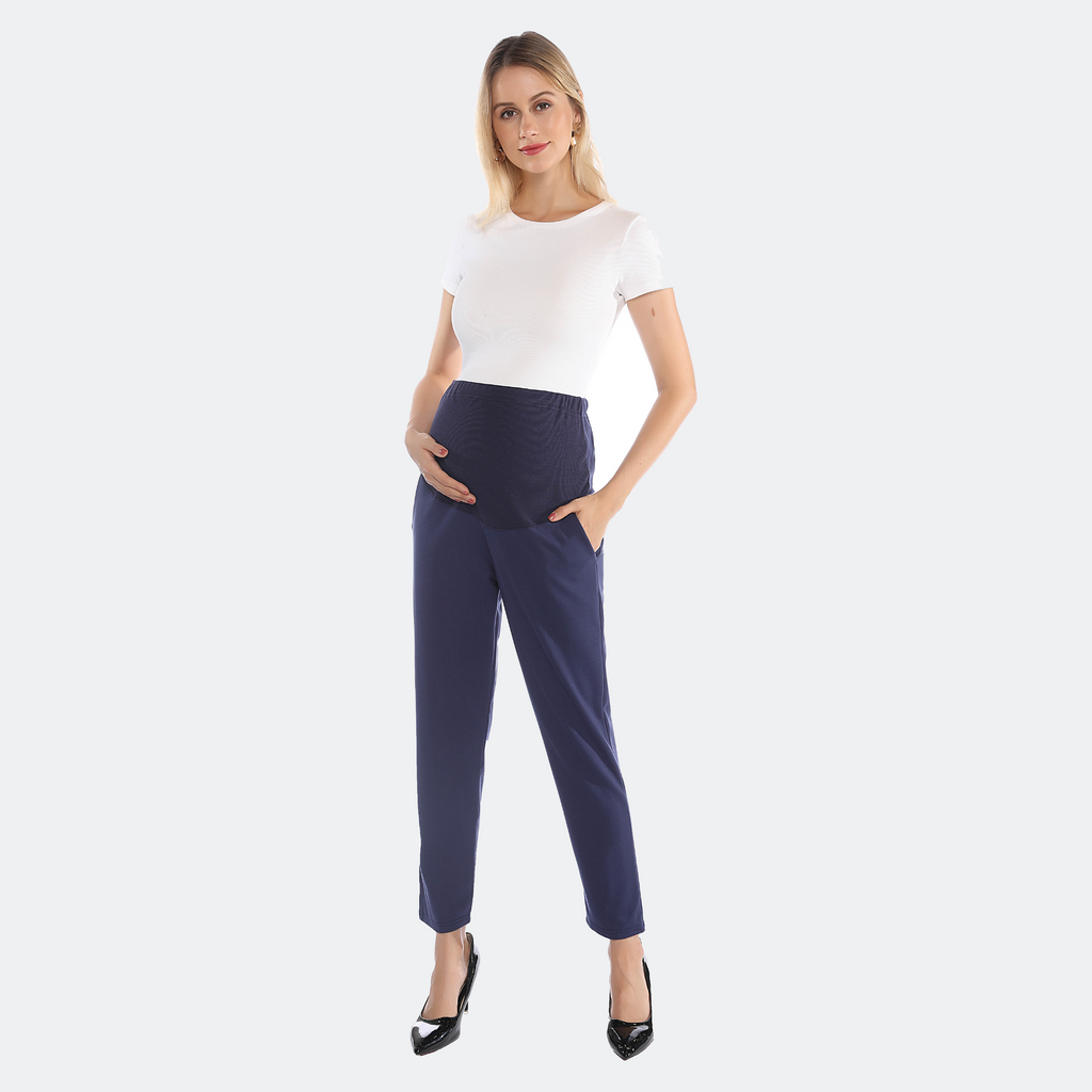 The Maternity Ankle Pant Bottoms Alina Mae Maternity Navy X-Small (0-2) 