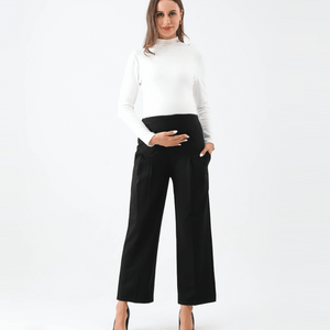 Maternity Pants Comfortable Stretch Over-Bump Women Pregnancy Casual Capris for Work Alina Mae Maternity Black