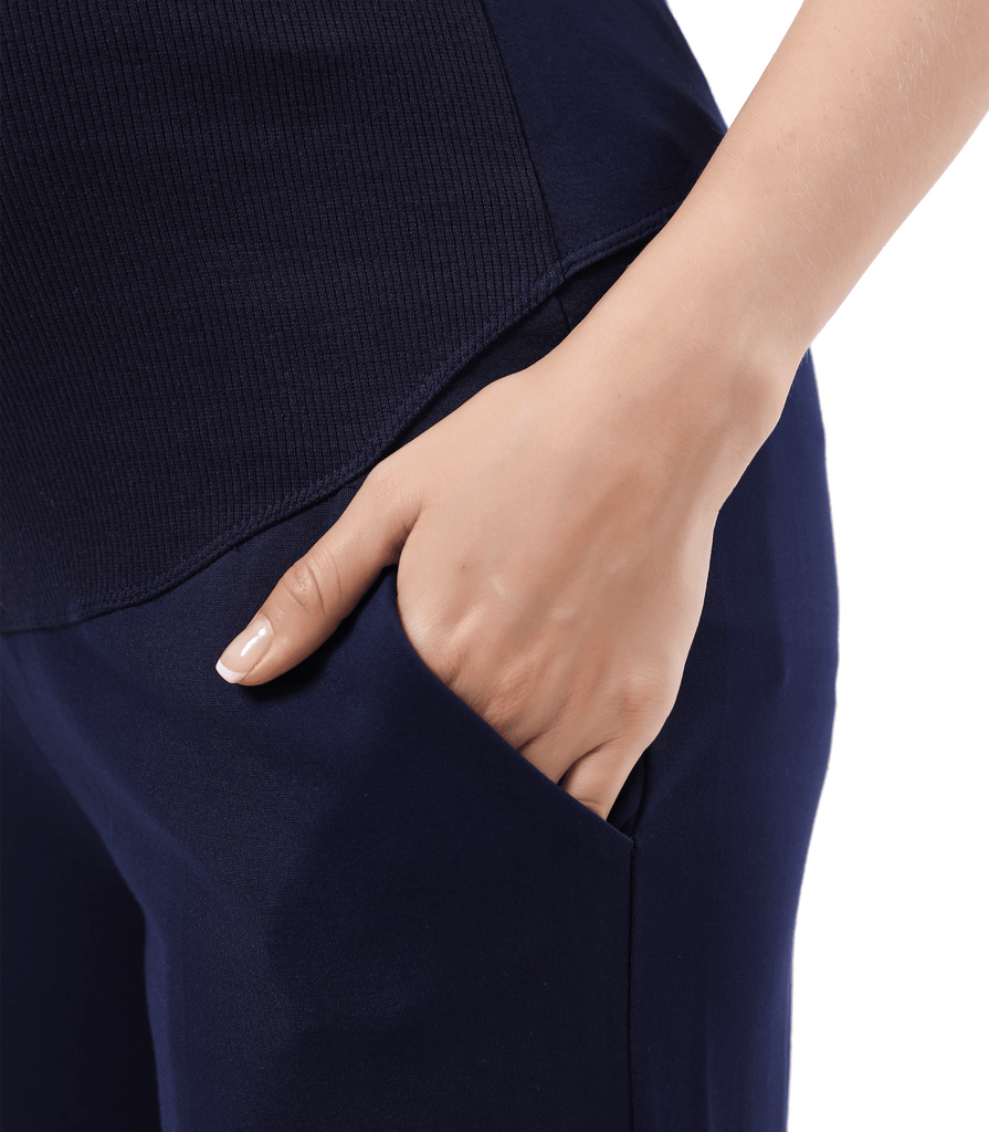 Maternity Pants Comfortable Stretch Over-Bump Women Pregnancy Casual Capris for Work Alina Mae Maternity Navy