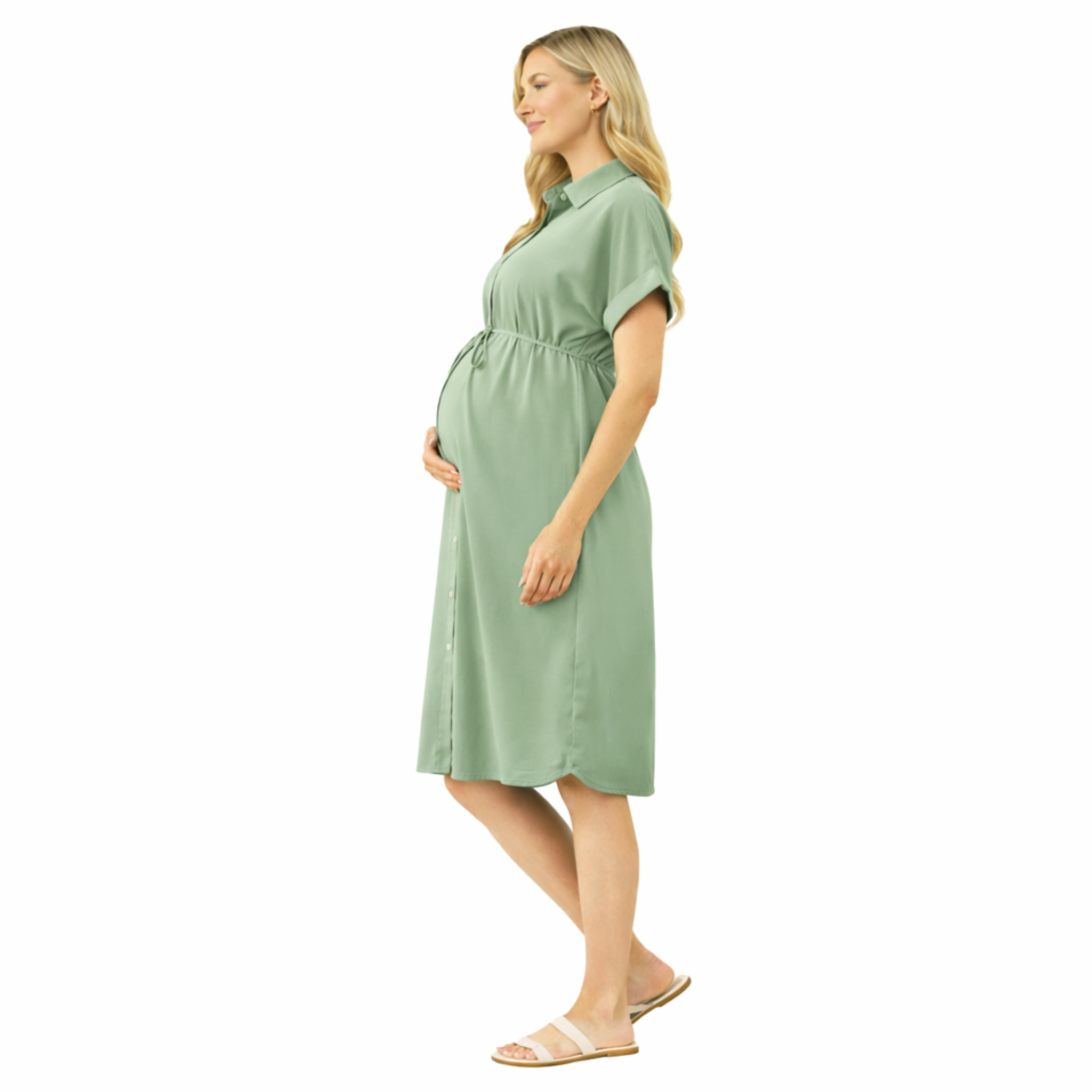 short maternity dress Ingrid & Isabel Waist Defined Shirt X-Small Ruching ripples down the side seam for a truly flattering fit before Bearsland Women's Short Sleeve Patchwork