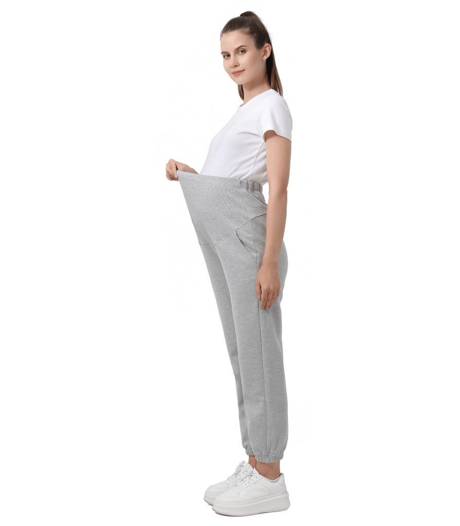 Women's Maternity Joggers Pregnant Sweatpants Pants Casual Lounge Over Belly Gym Alina Mae Maternity Gray