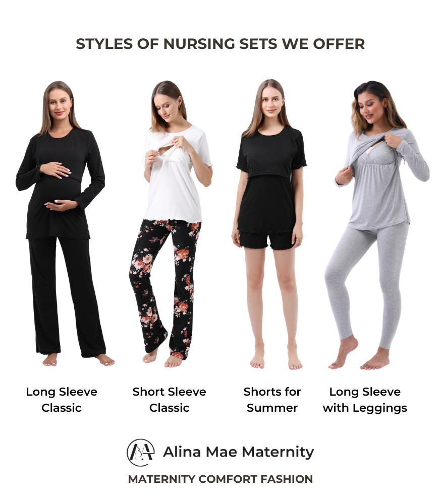 Summer Pregnancy Pajama Set Sleepwear Alina Mae Maternity   