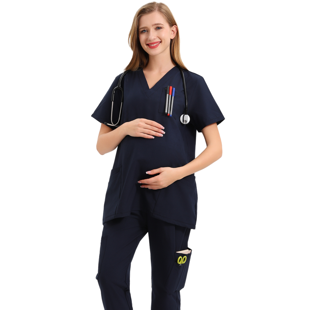 Mae Scrub Top in Black Medical Scrubs Alina Mae Maternity Navy Large 
