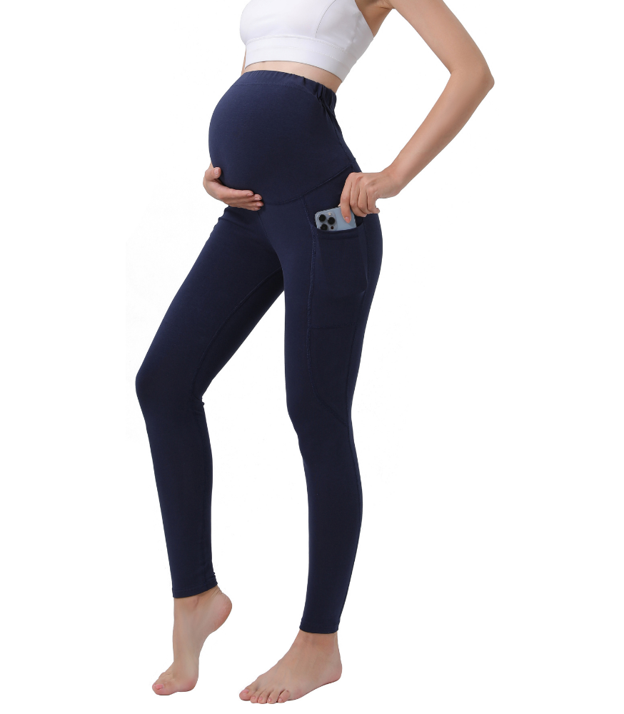 Pregnancy Yoga Pants with Pockets Bottoms Alina Mae Maternity Navy Extra-Large 