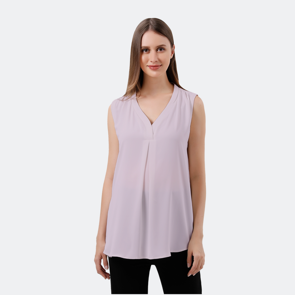 Pleat Front V-Neck Maternity Blouse Tops and Blouses Alina Mae Maternity Purple X-Small (0-2) 