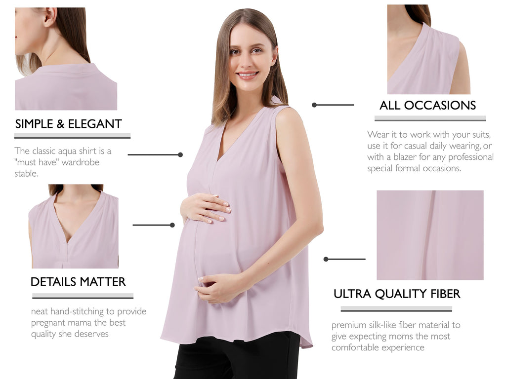 Pleat Front V-Neck Maternity Blouse Tops and Blouses Alina Mae Maternity   