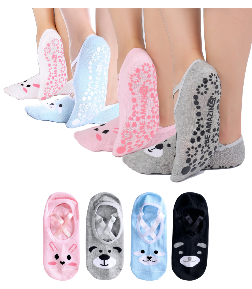 Cute Non-Slip Women's Hospital Socks (Cartoon Style) Socks Alina Mae Maternity 4 Black / Grey / Pink / Blue 