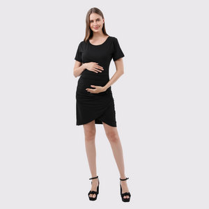 Wrap Maternity T-Shirt Dress Dresses Alina Mae Maternity Black Small (4-6) 