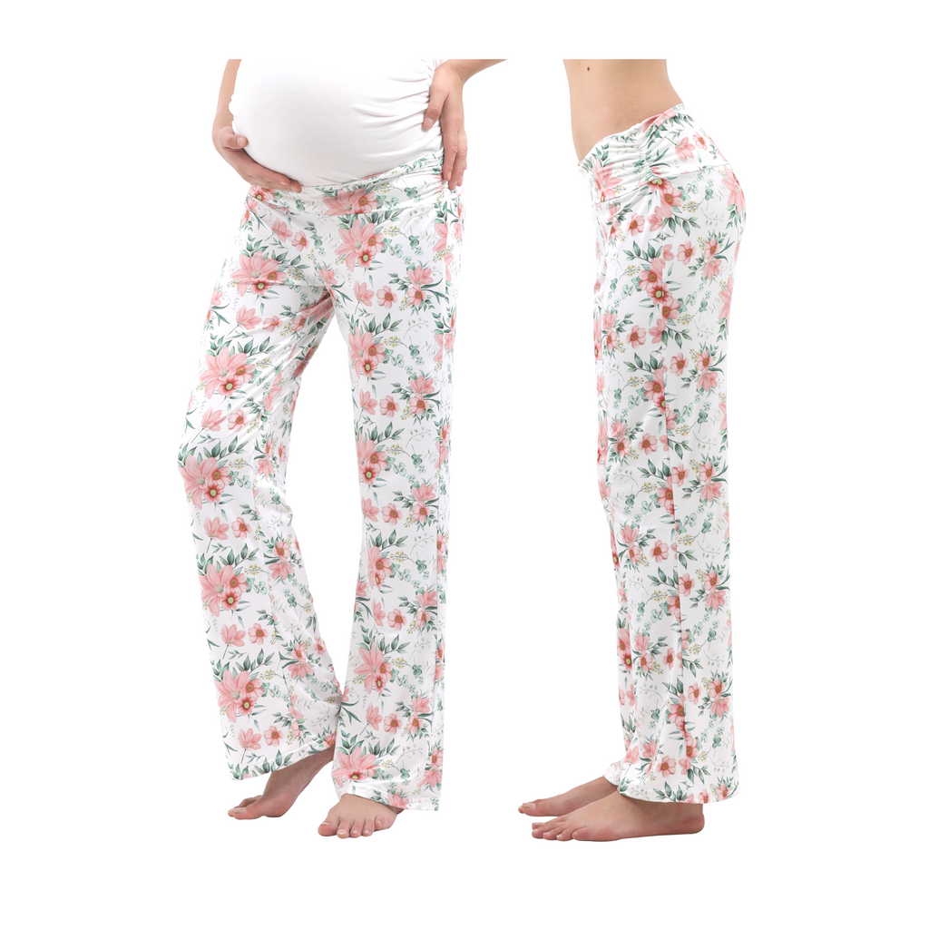 Below Bump Maternity Postpartum Pajama Pants Bottoms Alina Mae Maternity Pink Floral X-Small (0-2) 