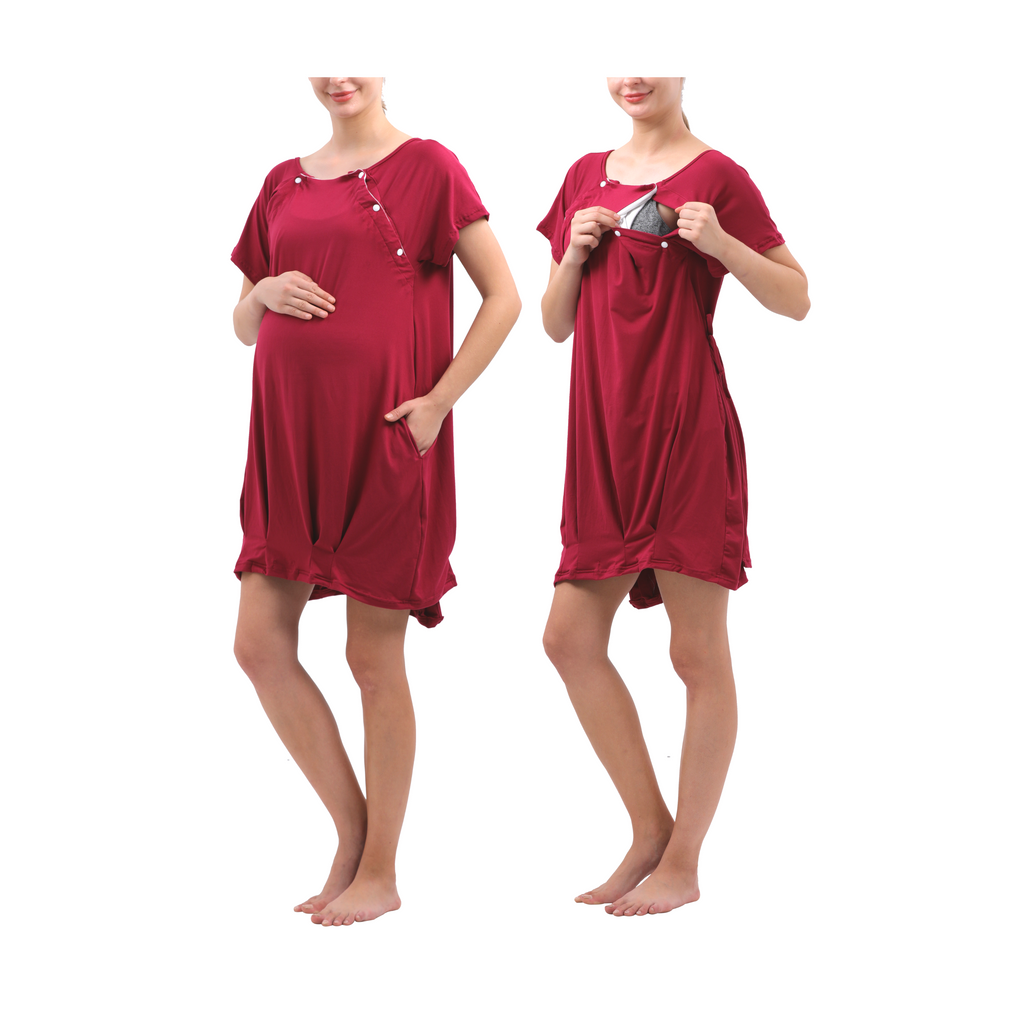 Cloud-Like Soft Hospital Patient Gown Hospital Gowns Alina Mae Maternity Red Large (12-14) 