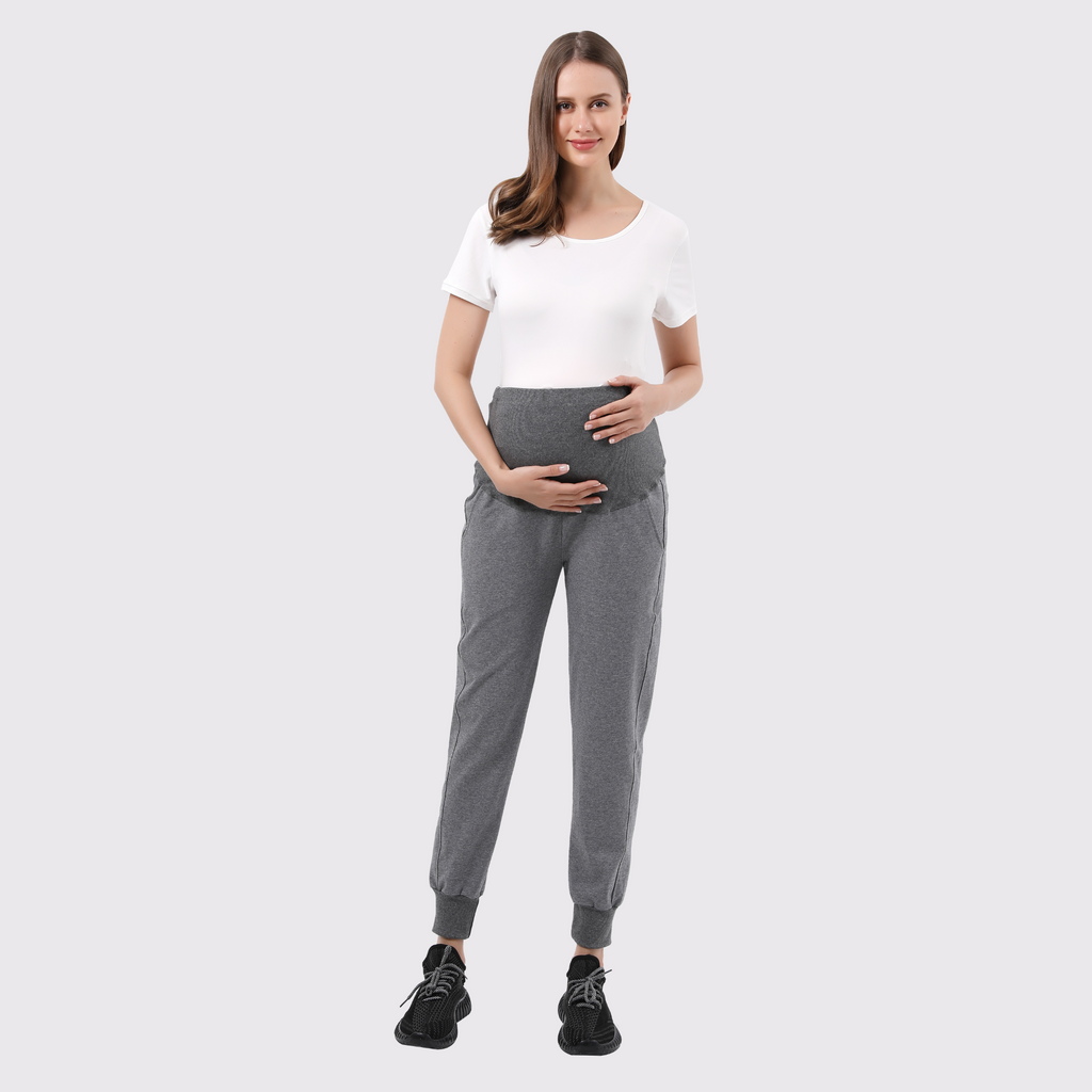 Basic Maternity Sweatpants Bottoms Alina Mae Maternity Gray Small (4-6) 