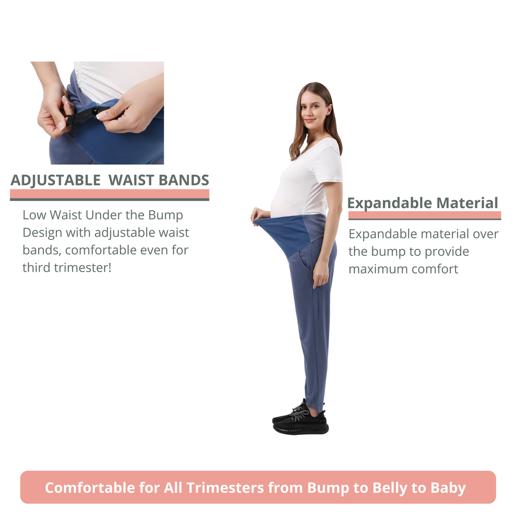 Elastic Hi-Low Cuff Maternity Sweatpants Bottoms Alina Mae Maternity   