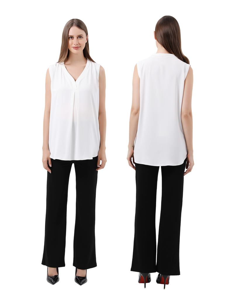 Pleat Front V-Neck Maternity Blouse Tops and Blouses Alina Mae Maternity   